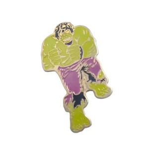 Green Purple Enamel Marvel Hero Hulk Brooch Pin Gold Tone Vintage